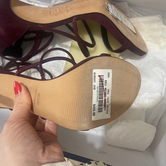 Stuart Weizmann in Bordeaux the color of the season suede sandals NWT - Picture 5 of 5